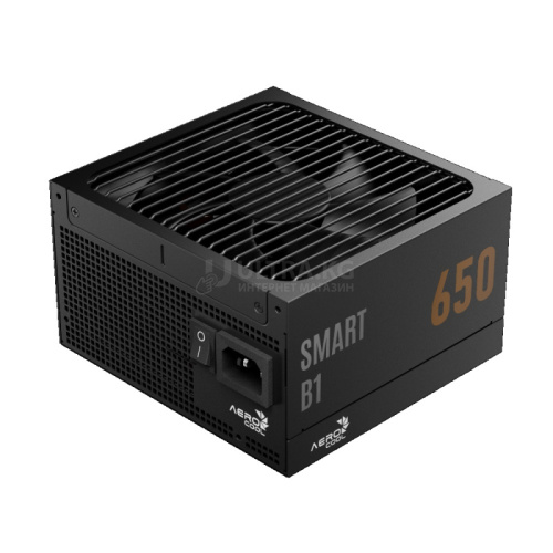 Блок питания 650W Aerocool SMART B1 650,650W, ATX, 80 PLUS Bronze, 20+4 pin, 8pin, 4+4pin,8*Sata, 6*Molex, 6*PCI-E 6+2 pin, Модульный, Вентилятор 13.5см, Кабель питания, Чёрный