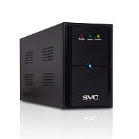 ИБП UPS SVC V-2000-L, Диапазон работы AVR: 175-275В, Бат.: 12В/9Ачx2шт., 2 вых.: Shuko CEE7, Чёрный