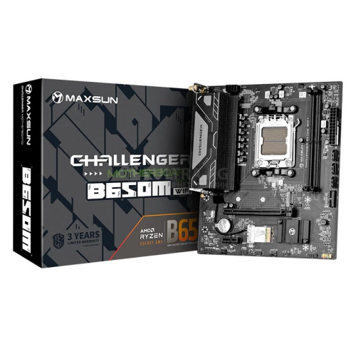 Материнская плата AM5 MAXSUN MS-Challenger B650M WIFI V2, AMD B650, 2xDDR5 PC41600, 1xPCI-EX16, 1xPCI-EX4, 1xPCI-EX1, 4xSATA+1M.2, GBLAN, Sound7.1, mATX, 4xUSB2.0, 5xUSB3.2, VGA, HDMI Материнская плата AM5 MAXSUN MS-Challenger B650M WIFI V2, AMD B650, 2xDDR5 PC41600, 1xPCI-EX16, 1xPCI-EX4, 1xPCI-EX1, 4xSATA+1M.2, GBLAN, Sound7.1, mATX, 4xUSB2.0, 5xUSB3.2, VGA, HDMI