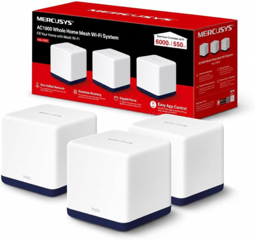 Mesh-система Wi-Fi MERCUSYS Halo H50G (3-pack) (AC1900/ 2,4ГГц до 300 Мбит/с/ 5 ГГц до 867 Мбит/с/ до 550 м²/2×WAN/LAN 1 Гбит/с + 2×WAN/LAN300 Мбит/с) фото 2