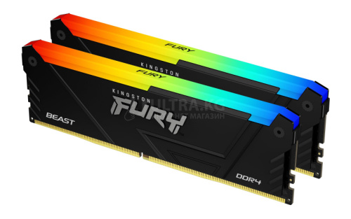 Оперативная память DDR4 32GB (2x16GB) PC-25600 (3200MHz) KINGSTON FURY Beast Black RGB [KF432C16BB2AK2/32]