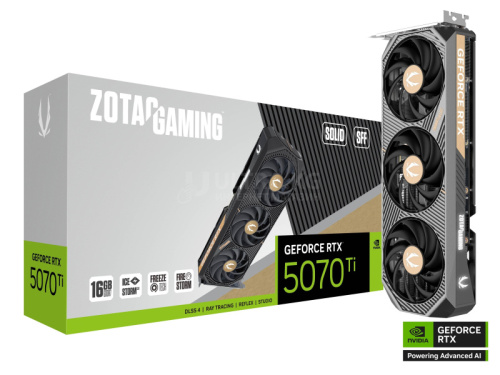 Видеокарта RTX 5070Ti ZOTAC GAMING GeForce RTX 5070 Ti SOLID SFF 16GB GDDR7, Engine clock 2452MHz, Memory clock 28000MHz, 256Bit, 3xDP, HDMI [ZT-B50710D3-10P]