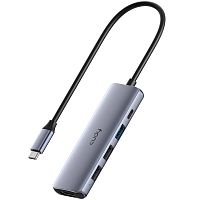Разветвитель USB CUDY UH405 5-IN-1 USB Hub, Aluminium,1 USB-C 3.0 5Gbps male connecter 25cm, 1x 4K@30Hz HDMI Port, 1x 100W USB-C for PD Charging, 1 USB-A 3.0 5Gbps Port, 2 USB-A 2.0 Data Ports