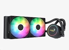 Система жидкостного охлаждения Aerocool, Abyss L240R, Intel 1851/1700/1200/115х и AMD AM5/AM4, TDP 280W, 2*120мм ARGB, 660-1800 RPM+-10%, 81,5CFM, менее 36 dB(A), 280W, Чёрный
