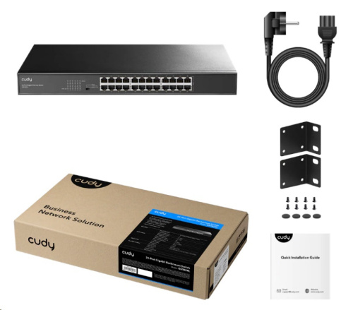 Сетевой коммутатор CUDY GS1024L 24-Port Gigabit Switch, 24 Gigabit RJ45 Ports, IGMP Snooping, Loop Detection/Prevention, 802.1p/DSCP QoS, Switch/VLAN/Extend working mode DIP switch, 19 inch Rack-mount Steel Case, Power Saving, Plug and Play, Rack-Mount ki