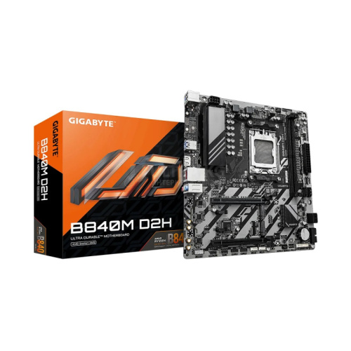 Материнская плата AM5 GIGABYTE B840M D2H, AMD B840, 2xDDR5 PC60800, 2xPCI-EX16, 4xSATA+2M.2, RAID,GBLAN, Sound7.1, mATX, 8xUSB2.0, 4xUSB3.2, HDMI Материнская плата AM5 GIGABYTE B840M D2H, AMD B840, 2xDDR5 PC60800, 2xPCI-EX16, 4xSATA+2M.2, RAID,GBLAN, Sound7.1, mATX, 8xUSB2.0, 4xUSB3.2, HDMI