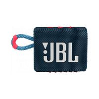 Беспроводная колонка JBL GO 3, 5.1 Bluetooth, 110Hz-20kHz, Waterproof IP67, 3.5 jack, USB-TypeC, Время работы 5ч, Черно-Голубой [JBLGO3BLUP]