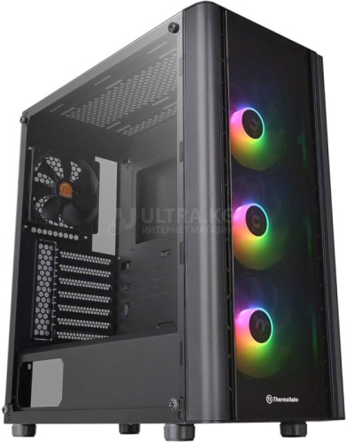 Корпус Thermaltake H350 TG RGB/Black 1CA-1R9-00M1WN-00, 4mm Tempered Glass x1(Left), ATX/Micro ATX/Mini ITX USB2x3.0+1xTypeC, HD-Audio, Высота CPU куллера до 200мм, VGA до 300мм, 442x210x480мм, Без Б/П, Черный