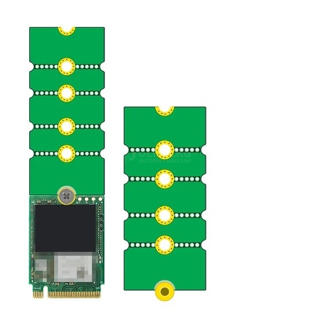 Адаптер для SSD 2242/2230 до 2280 зеленый Адаптер для SSD 2242/2230 до 2280 зеленый