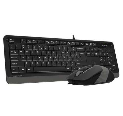 Клавиатура+мышь A4Tech Fstyler F1010S, Оптическая Мышь, USB, 1600DPI, Длина кабеля 1,5 метра, Анг/Рус, Silent Click FN Multimedia Desktop Set(FK10+FM10S), серый