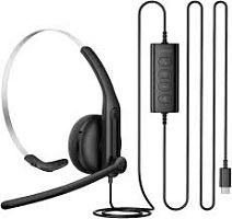 Наушники с микрофоном моногарнитура Edifier CC100, 20-20000 Гц, 94дБ, Тип крепления: Дуговые , SBC, 73 г, Чёрный, USB-C