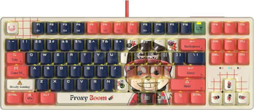 Клавиатура A4Tech Bloody AT87 Proxy Boom SAVAGE игровая, мембранная, механическая, 100 млн нажатий,USB, RGB подсветка,1,8m, бежевый