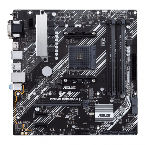 Матплата ASUS PRIME B450M-A II, AMD AM4, AMD B450, 4xDDR4, 1xPCI 3.0 x16, 2xPCI 2.0 x1, M.2 Slot, 6xSATA3, RAID 0,1,10, GLAN, 3xAudio Jacks, 8xUSB3.2 Gen1, 4xUSB2.0, VGA, DVI-D, HDMI, microATX