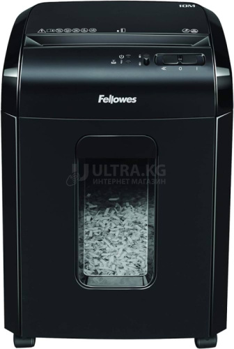 Шредер Fellowes MICROSHRED 10M Уровень секретности P-5, Фрагмент 2х12 мм, Подача 10(20) лист, Ёмкость корзины 19 л, Уничтожение скоб, скрепок, пл. карт, Чёрный