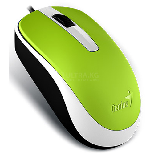 Мышь Genius DX-120, Оптическая, 1000dpi, 3 кнопки, проводная, USB, 5G,1.5м, Зеленый