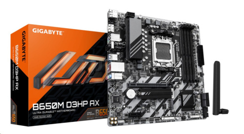 Материнская плата AM5 GIGABYTE B650M D3HP AX, AMD B650, 4xDDR5 PC64000, 1xPCI-EX16, 1xPCI-EX1, 4xSATA+2M.2, RAID,GBLAN, Sound7.1, mATX, 6xUSB2.0, 6xUSB3.2, USB Type-C, HDMI, 2xDP Материнская плата AM5 GIGABYTE B650M D3HP AX, AMD B650, 4xDDR5 PC64000, 1xPCI-EX16, 1xPCI-EX1, 4xSATA+2M.2, RAID,GBLAN, Sound7.1, mATX, 6xUSB2.0, 6xUSB3.2, USB Type-C, HDMI, 2xDP