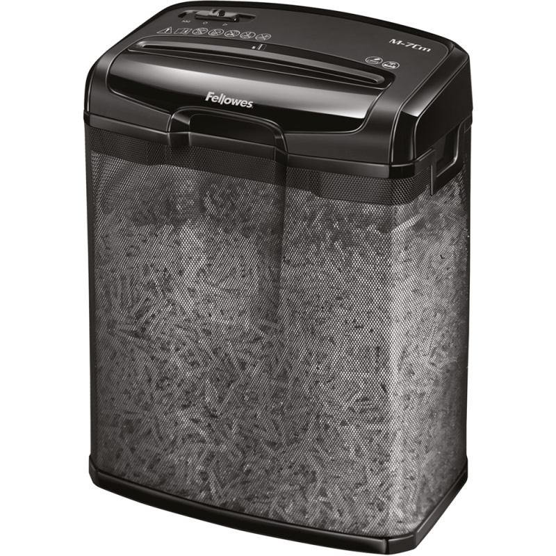 Шредер Fellowes POWERSHRED M-7CM Уровень секретности P-4, Фрагмент 4х35 мм, Подача 5(30)лист, Ёмкость корзины 13л, Уничтожение скоб, скрепок, пл. карт, Чёрный Шредер Fellowes POWERSHRED M-7CM Уровень секретности P-4, Фрагмент 4х35 мм, Подача 5(30)лист, Ёмкость корзины 13л, Уничтожение скоб, скрепок, пл. карт, Чёрный