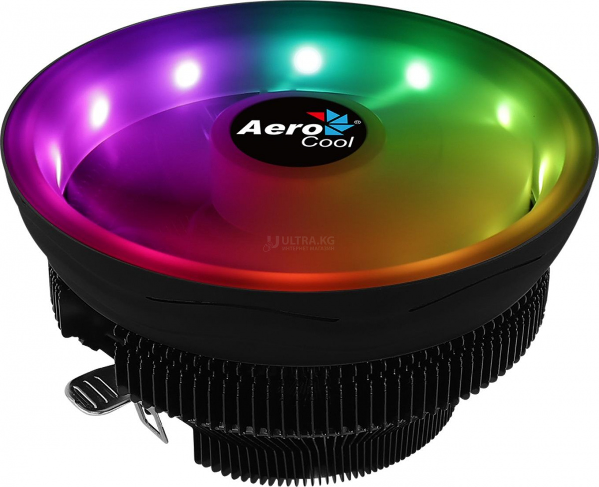 Кулер для процессора Aerocool Core Plus ARGB PWM 4P Intel 1700/1200/115X/775/AM5/AM4/AM3+/AM3/AM2+/AM2/FM2/FM1, 110W, 120мм, 600-1800 об/мин, 14.5-25.4дБA, 4pin, Габариты 120 x 120 x 25мм, Чёрный