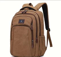 Городской рюкзак для ноутбука, учебы, большой размер, прочная ткань, три отделения, легкий, регулировка ручек, до 17" ноутбук, Coffee Color - 04