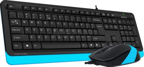 Клавиатура+мышь A4Tech Fstyler F1010, Оптическая Мышь, USB, 1600DPI, Длина кабеля 1,5 метра, Анг/Рус, Синий