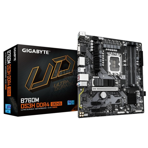 MB LGA1700 GIGABYTE B760M DS3H DDR4 GEN5,4xDDR4,12xUSB,4xSATA3,mATX,M.2,PCIe16x, 2PCIe1x,VGA HDMI,DP