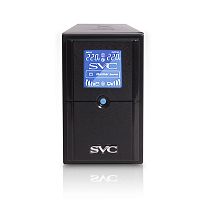 ИБП UPS SVC V-600-L-LCD, Мощность 600ВА/360Вт, Диапазон работы AVR: 165-275В, AVR в режиме Booster: 138-292В, Бат.: 12В/7.5 Ач*1шт., 3 вых.: 2 Shuko CEE7+1 IEC C13 (Bypass), Чёрный