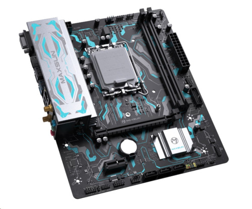 Матплата MAXSUN B760M GAMING WIFI GANK V2, LGA1700, Intel B760, 2xDDR5 PC44800, 1xPCI-E 4.0x16, 1xPCI-E 1.0x1, Sound8Ch, GLAN, 3SATA+M.2, RAID, mATX, 4USB3.2+6USB2.0, VGA, HDMI, WiFi
