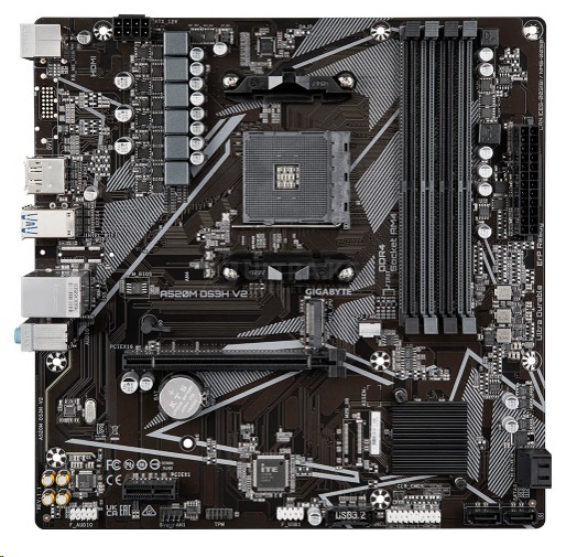 Материнская плата AM4 Gigabyte A520M DS3H V2 ,AMD A520, 4xDDR4 PC37800, 1xPCI-EX16, 1xPCI-EX1, 4xSATA+1M.2, RAID,GBLAN, Sound7.1, mATX, 6xUSB2.0, 6xUSB3.2, HDMI, DP фото 2 Материнская плата AM4 Gigabyte A520M DS3H V2 ,AMD A520, 4xDDR4 PC37800, 1xPCI-EX16, 1xPCI-EX1, 4xSATA+1M.2, RAID,GBLAN, Sound7.1, mATX, 6xUSB2.0, 6xUSB3.2, HDMI, DP фото 2