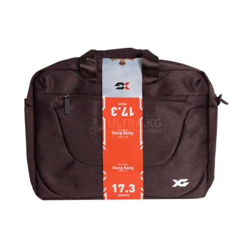 Сумка для ноутбука, XG, Hong Kong XGB-640-17.3 Коричневая 17.3", Полиэстер. Лёгкая, Усиленные ручки, Внешнее отделение на молнии, 2 внутренних отделения, Уплотнённые стенки
