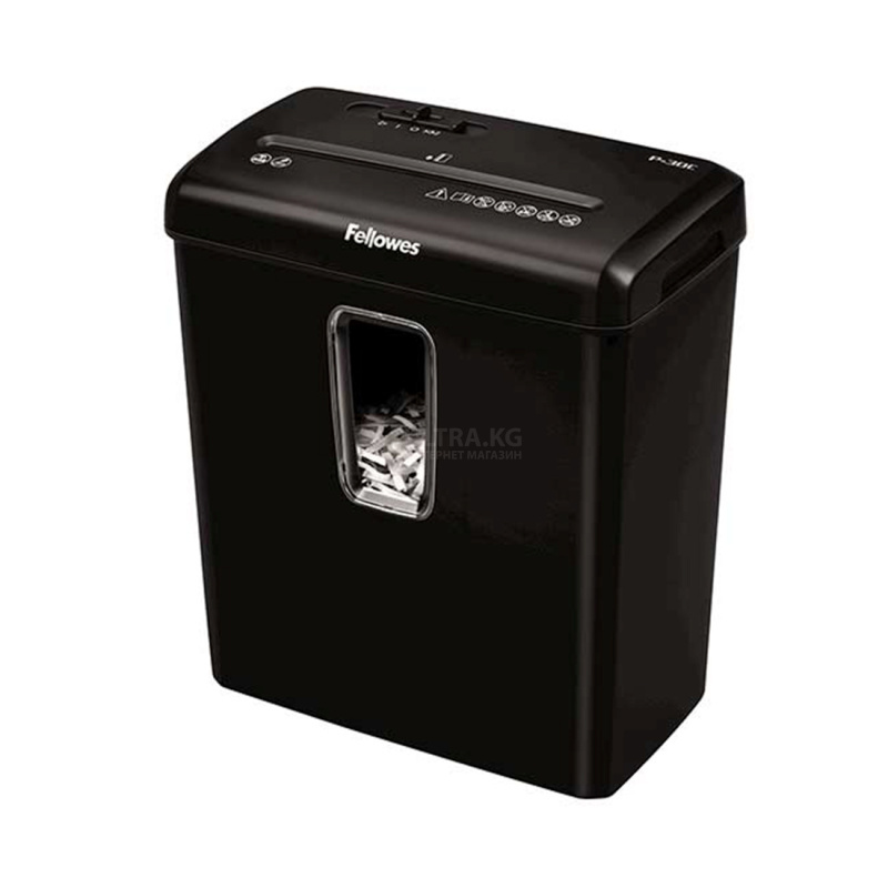 Шредер Fellowes, Powershred P-30C, Уровень секретности P-4, Фрагмент 4х34 мм., Подача: 6 лист., Ёмкость корзины 15 л., Уничтожение скобов, скрепок, пл. карт, Чёрный Шредер Fellowes, Powershred P-30C, Уровень секретности P-4, Фрагмент 4х34 мм., Подача: 6 лист., Ёмкость корзины 15 л., Уничтожение скобов, скрепок, пл. карт, Чёрный