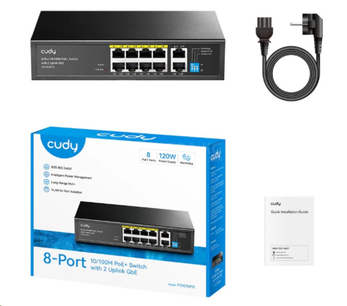Сетевой коммутатор CUDY FS1010PG 8x10/100Mbps PoE,2x1000Mbpc,PoE budget, VLAN/Default/Extend DIP Switch , 802.3i/u/ab/x/af/at, 30W Сетевой коммутатор CUDY FS1010PG 8x10/100Mbps PoE,2x1000Mbpc,PoE budget, VLAN/Default/Extend DIP Switch , 802.3i/u/ab/x/af/at, 30W