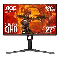 Монитор LCD 27" AOC Q27G3XMN, Mini LED (аналог OLED), 2560x1440, 80M:1, 1000cd/m2, 178/178, 1ms, 180Hz, Tilt, Pivot, Swivel, Adaptive Sync, HDR™ 1000, регулировка по высоте, поворот, наклон, портретный режим, 2xHDMI, DP (кабели в комплекте), выход на науш
