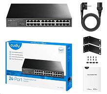 Сетевой коммутатор CUDY GS1024 24-Port Gigabit Rackmount Light Managed Switch 24 Gigabit RJ45 Ports, 1U Rack-mountable, Power Saving, Plug and Play, Managed/VLAN/Extend working mode DIP switch, Local management via WEB GUI