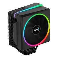 Кулер для процессора Aerocool Cylon 4 ARGB PWM 4P Intel 2066/2011/1700/1200/115X/AM4/AM3+/AM3/AM2+/AM2/FM2/FM1, 145W, 120мм, 800-1800 об/мин, 26 дБA, 4pin, 4 теплотрубки, Габариты 120 x 120 x 25 мм, Чёрный