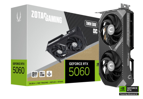 Видеокарта RTX 5060 ZOTAC GAMING GeForce RTX 5060 Twin Edge OC 8GB GDDR7, Engine clock 2527MHz, Memory clock 28000MHz, 128Bit, 3xDP, HDMI [ZT-B50600H-10M]