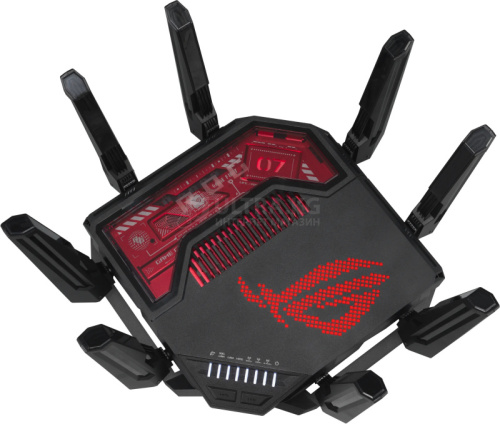 Роутер Wi-Fi ASUS GT-BE19000AI (11529Mb/s, 6G+5764Mb/s, 5G+1376Mb/s, 2.4G, 2x10G+4x2.5G+1x1G, 8 антен, USB3.2/2.0, OFDMA, AiProtection,AiMesh,AI-core)