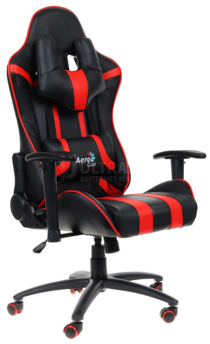 Gaming Chair AEROCOOL AC120 AIR BLACK&RED 2D Armrest 65mm wheels PVC Leather