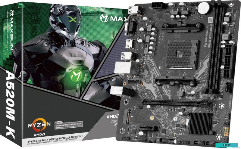 Материнская плата AM4 MAXSUN MS-Challenger A520M-K, AMD AM4, AMD A520, 2xDDR4 PC25600, 1xPCI 3.0x16, 1xPCI 3.0x4, 3SATA+M2.2 Slot, Sound7Ch, GLAN, mATX, 4xUSB3.2+6USB2.0, VGA, HDMI Материнская плата AM4 MAXSUN MS-Challenger A520M-K, AMD AM4, AMD A520, 2xDDR4 PC25600, 1xPCI 3.0x16, 1xPCI 3.0x4, 3SATA+M2.2 Slot, Sound7Ch, GLAN, mATX, 4xUSB3.2+6USB2.0, VGA, HDMI