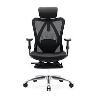 Office Chair SIHOO M18-B158 BLACK 2D Armrest, class 3 TUV gaslift,350mm aluminium base, Footrest