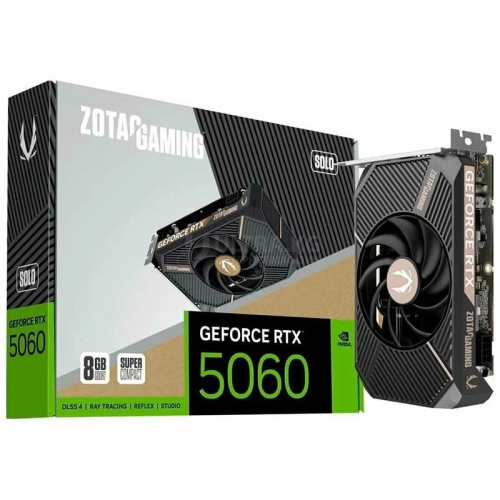 Видеокарта RTX 5060 ZOTAC GAMING GeForce RTX 5060 SOLO 8GB GDDR7, Engine clock 2497MHz, Memory clock 28000MHz, 128Bit, 3xDP, HDMI [ZT-B50600G-10L]