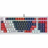 Клавиатура игровая A4tech Bloody S98-Navy механическая, 98btns, USB, Анг/Рус, 1.8м, подсветка RGB, белый-красный-синий