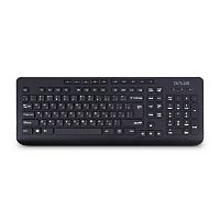 Keyboard Delux DLK-02UB,  USB,  Кол-во  стандартных  клавиш  102,  10  мультимеда-клавиш,Размер: 436,9*159,9*27,4 мм., Длина кабеля 1,5 метра, Анг/Рус/Каз, Чёрный