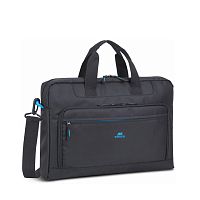 Сумка для ноутбука RivaCase 8059 Черная 17.3" Тонкая, переднее отделение на молнии для смартфона и аксессуаров плюс дополнительный скрытый карман на молнии, плечевой ремень.