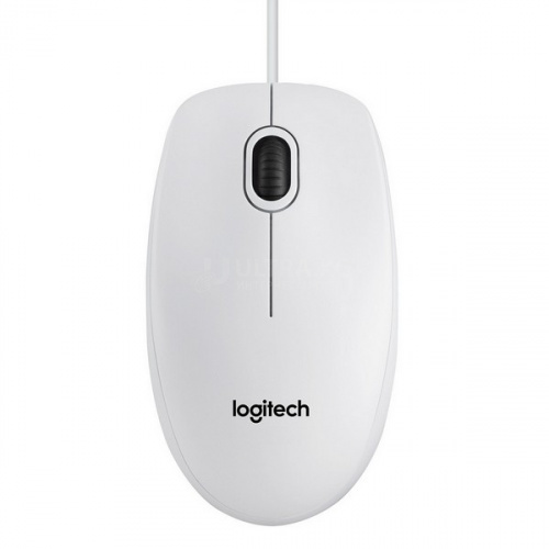 Мышь Logitech B100, оптическая 1000dpi, светодиодная, USB, 3 кнопки, 1.8 м, белая [910-003360]