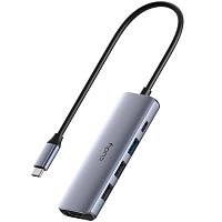 Разветвитель USB CUDY UH405 5-IN-1 USB Hub, Aluminium,1 USB-C 3.0 5Gbps male connecter 25cm, 1x 4K@30Hz HDMI Port, 1x 100W USB-C for PD Charging, 1 USB-A 3.0 5Gbps Port, 2 USB-A 2.0 Data Ports