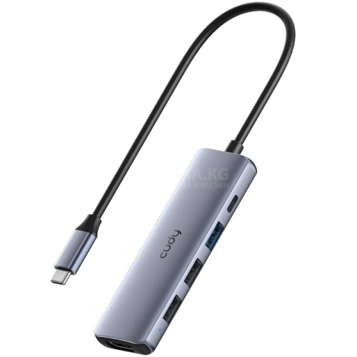 Разветвитель USB CUDY UH405 5-IN-1 USB Hub, Aluminium,1 USB-C 3.0 5Gbps male connecter 25cm, 1x 4K@30Hz HDMI Port, 1x 100W USB-C for PD Charging, 1 USB-A 3.0 5Gbps Port, 2 USB-A 2.0 Data Ports
