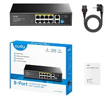 Сетевой коммутатор CUDY FS1010PG 8x10/100Mbps PoE,2x1000Mbpc,PoE budget до 115Вт; блок питания 120Вт; до 30Вт, VLAN/Default/Extend DIP Switch , 802.3i/u/ab/x/af/at