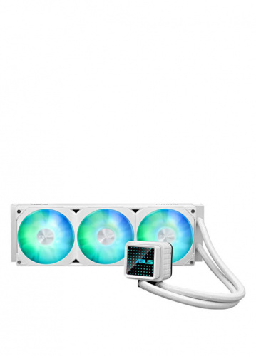 Система жидкостного охлаждения ASUS Prime LC 360 ARGB WHT, LGA1851/LGA1700/1200/115x/AM4/AM5, Water block dimention:91.4 x 91.4 x 62.3 mm, 800 - 3600 RPM +/- 10%, 3x(120 x 120 x 25 mm), 77.2 CFM, 36.5 dB, Белый
