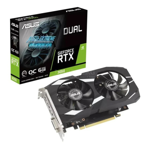 Видеокарта RTX 3050 OC Asus Dual GeForce RTX 3050 OC Edition, 6GB GDDR6, 96bit, Engine Clock 1537MHz, Memory Speed 14000MHz, 1x DP, 1xHDMI, 1x DVI-D [90YV0K60-M0NA00]