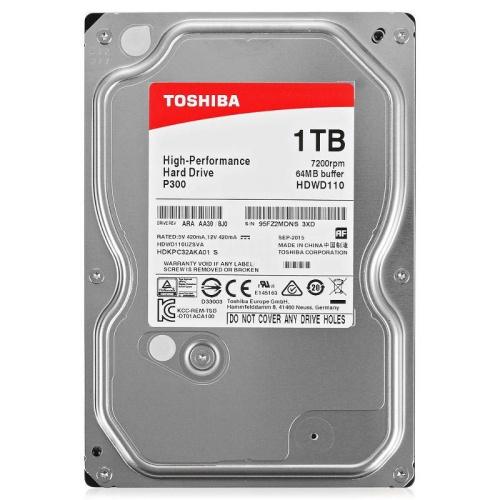 Жесткий диск HDD 1TB, Toshiba P300, 7200rpm, 64MB Cache, SATAIII [HDWD110UZSVA]